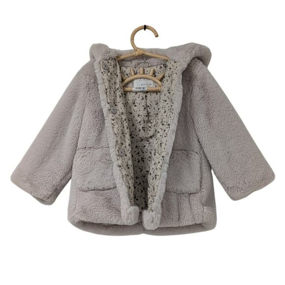 Zara Faux Fur hooded coat Size 2-3y - Picture 1 of 8